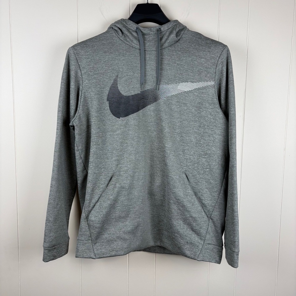 Nike Therma Pullover Graphic Training Hoodie XL Dark Grey Heather Dri-FIT fleece